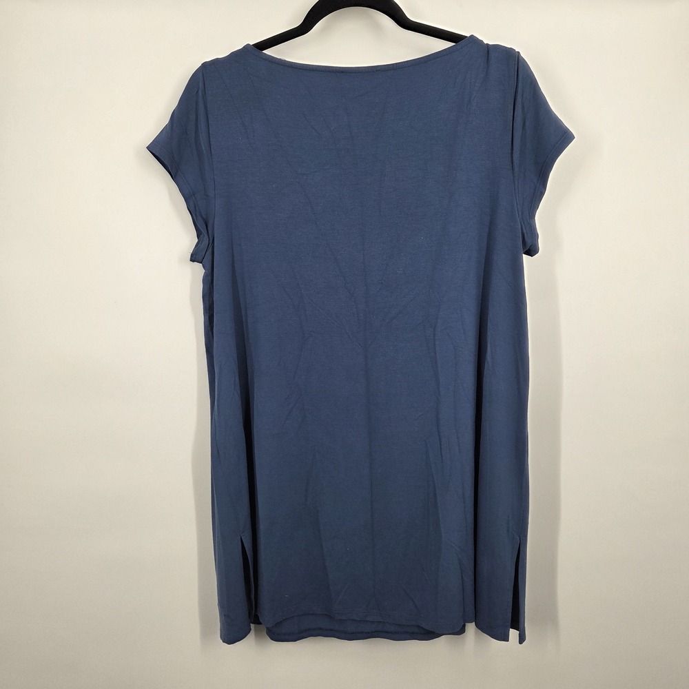 EILEEN FISHER L COAST CREW NECK BOXY STRETCH Tunic Classic Work Jersey Knit - Picture 5 of 6